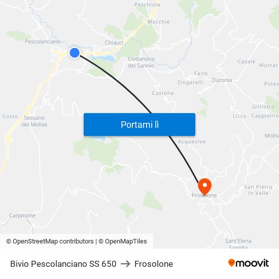 Bivio Pescolanciano SS 650 to Frosolone map