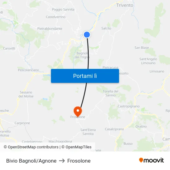 Bivio Bagnoli/Agnone to Frosolone map