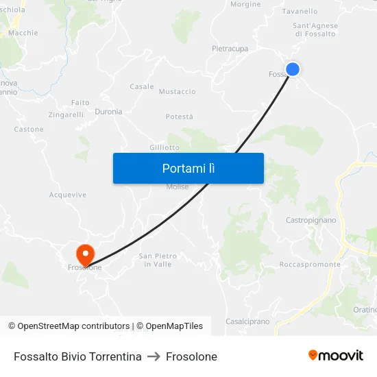 Fossalto Bivio Torrentina to Frosolone map