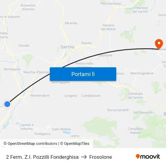 2 Ferm. Z.I. Pozzilli Fonderghisa to Frosolone map