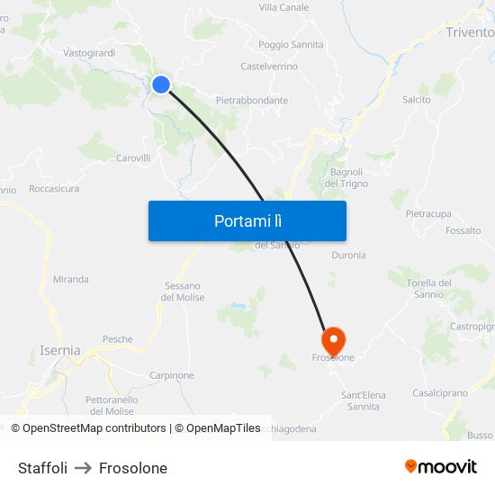Staffoli to Frosolone map