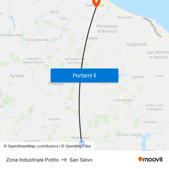 Zona Industriale Potito to San Salvo map