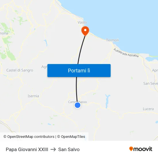 Papa Giovanni XXIII to San Salvo map