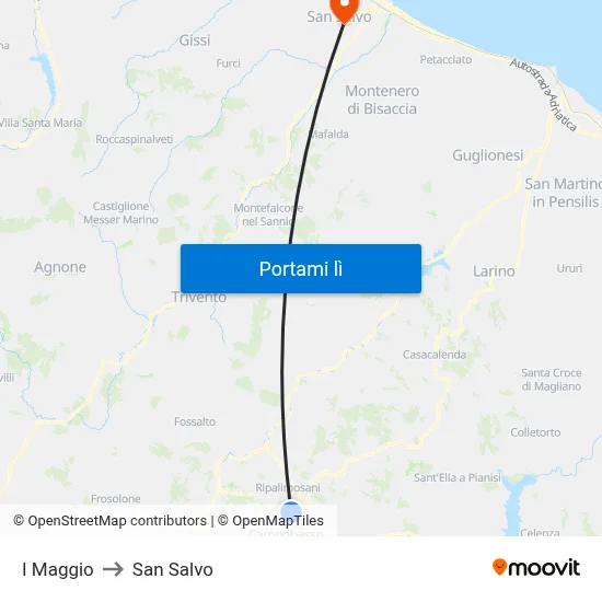 I Maggio to San Salvo map