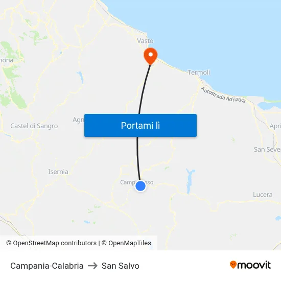 Campania-Calabria to San Salvo map