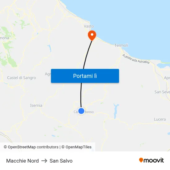 Macchie Nord to San Salvo map