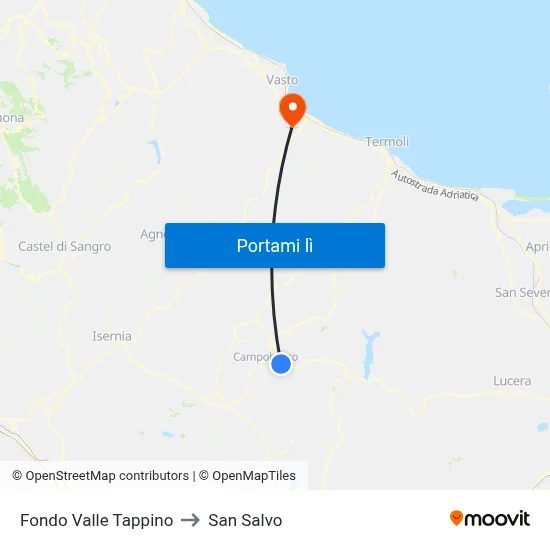 Fondo Valle Tappino to San Salvo map