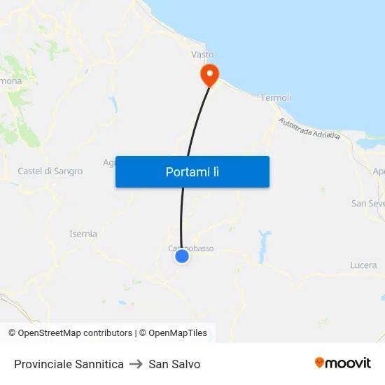 Provinciale Sannitica to San Salvo map