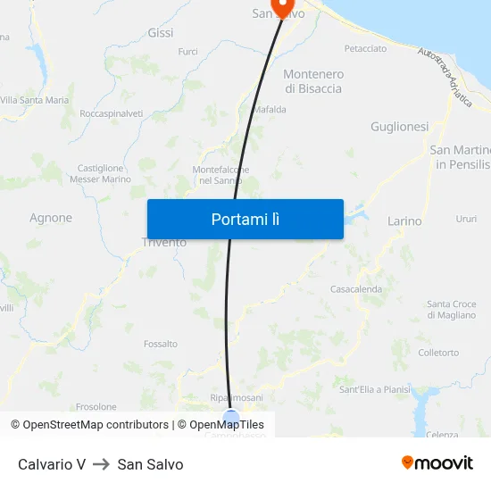 Calvario V to San Salvo map