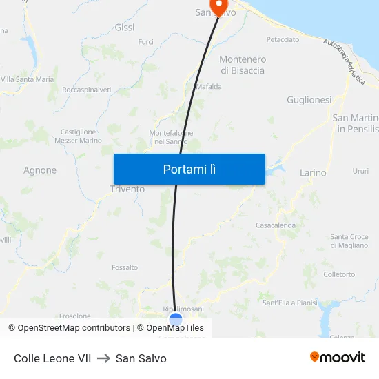 Colle Leone VII to San Salvo map