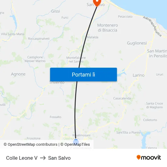 Colle Leone V to San Salvo map
