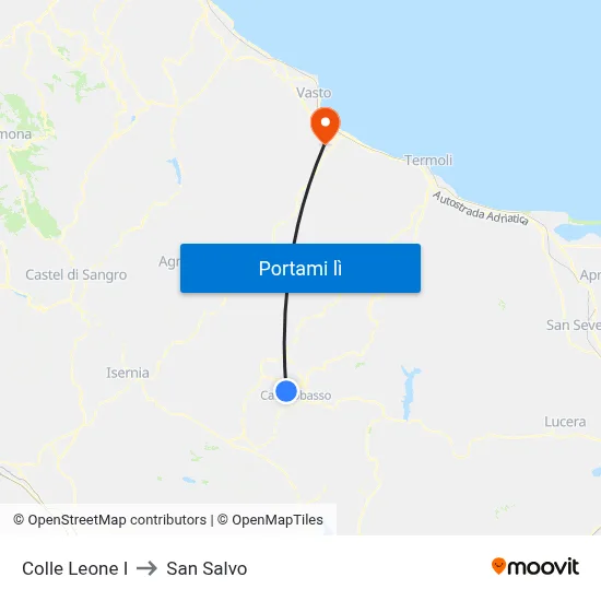 Colle Leone I to San Salvo map