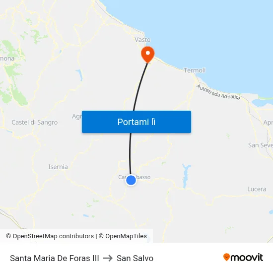 Santa Maria De Foras III to San Salvo map