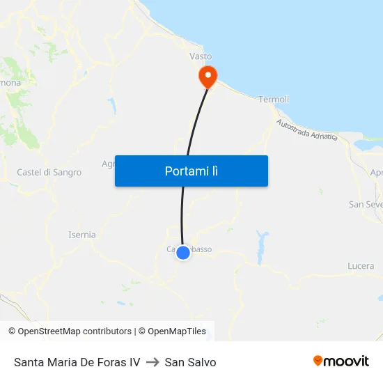 Santa Maria De Foras IV to San Salvo map