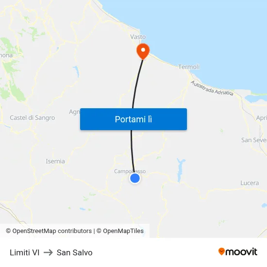 Limiti VI to San Salvo map