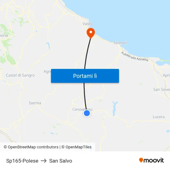 Sp165-Polese to San Salvo map