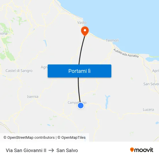 Via San Giovanni II to San Salvo map