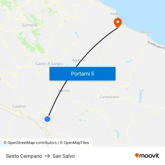 Sesto Campano to San Salvo map