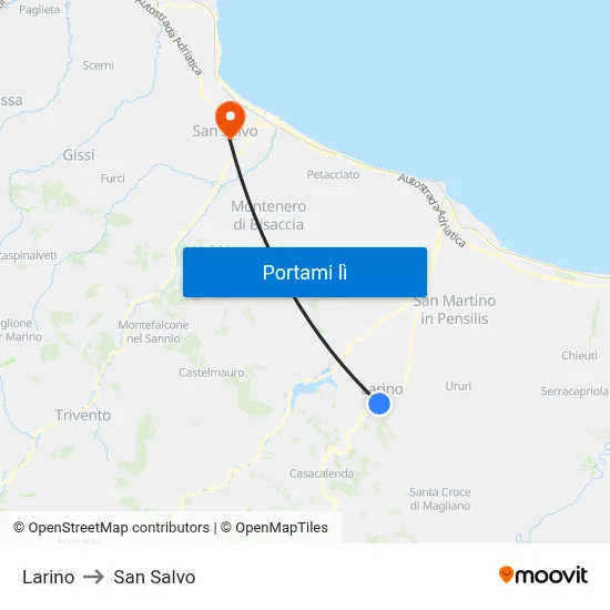 Larino to San Salvo map