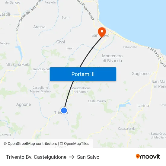 Trivento Bv. Castelguidone to San Salvo map