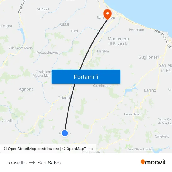 Fossalto to San Salvo map