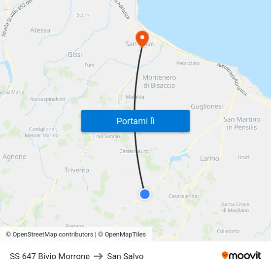 SS 647 Bivio Morrone to San Salvo map