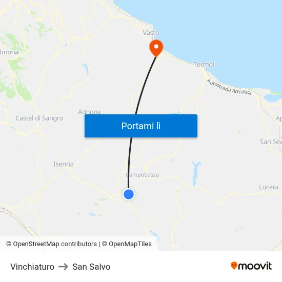 Vinchiaturo to San Salvo map