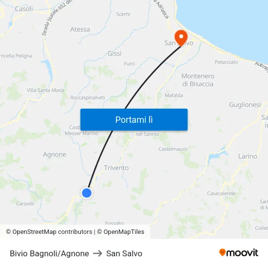 SS 650 Bivio Bagnoli/Agnone to San Salvo map