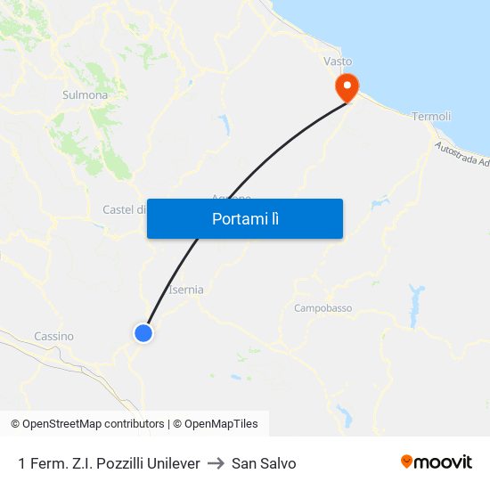 1 Ferm. Z.I. Pozzilli Unilever to San Salvo map