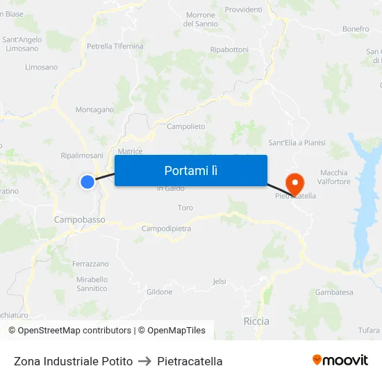 Zona Industriale Potito to Pietracatella map