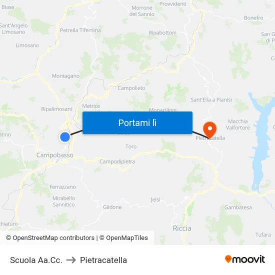 Scuola Aa.Cc. to Pietracatella map