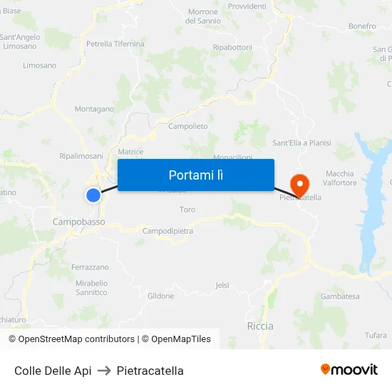 Colle Delle Api to Pietracatella map