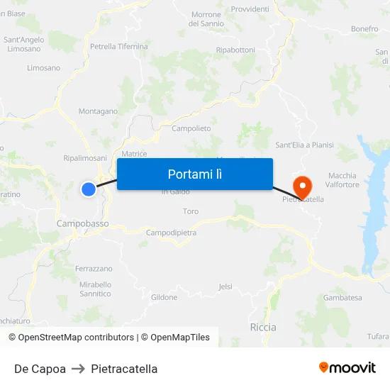 De Capoa to Pietracatella map