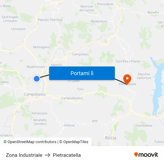 Zona Industriale to Pietracatella map