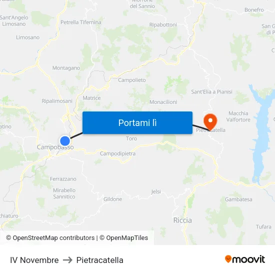 IV Novembre to Pietracatella map