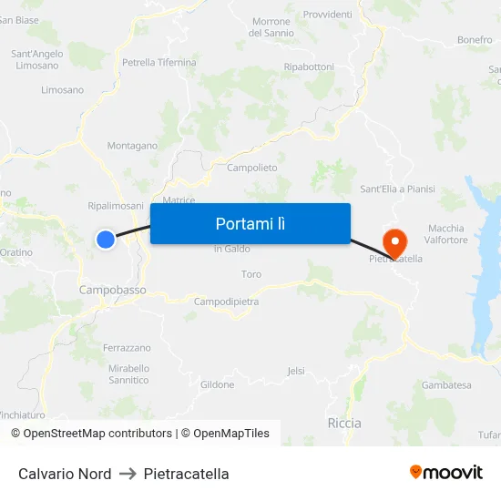Calvario Nord to Pietracatella map