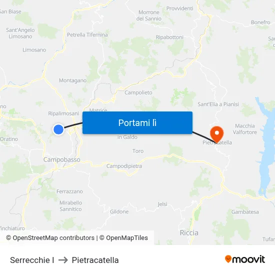 Serrecchie I to Pietracatella map