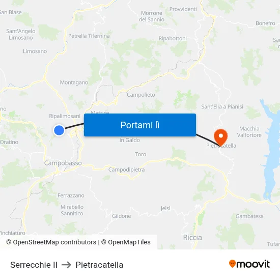 Serrecchie II to Pietracatella map