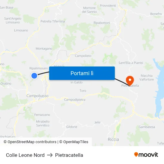Colle Leone Nord to Pietracatella map