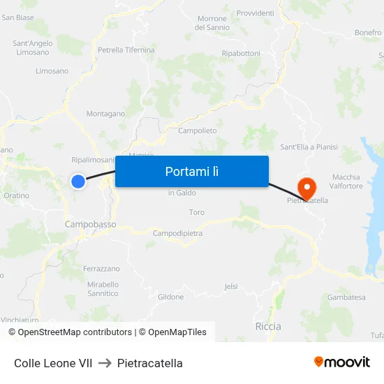 Colle Leone VII to Pietracatella map