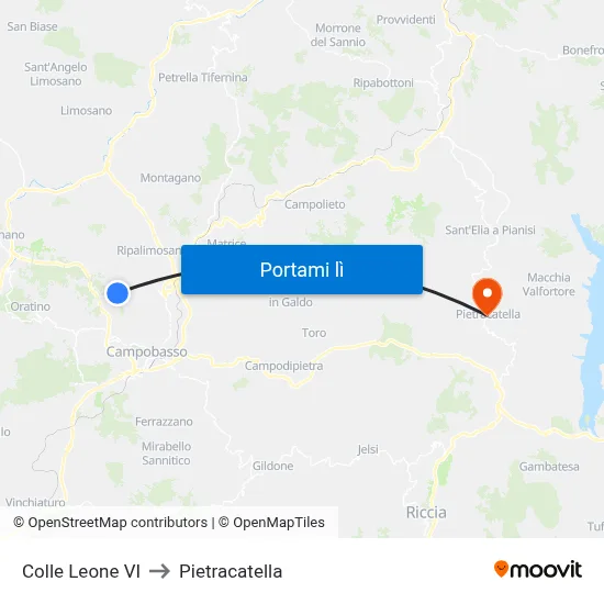 Colle Leone VI to Pietracatella map