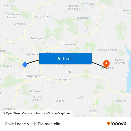 Colle Leone V to Pietracatella map