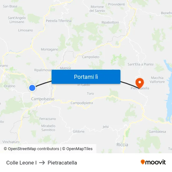 Colle Leone I to Pietracatella map