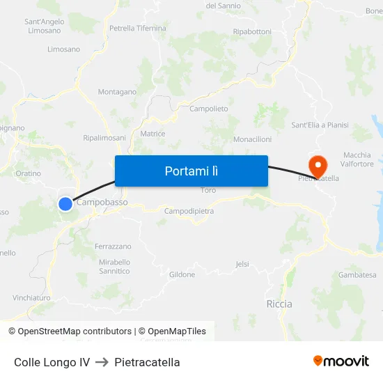 Colle Longo IV to Pietracatella map