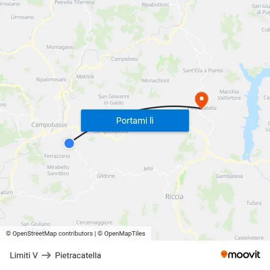 Limiti V to Pietracatella map
