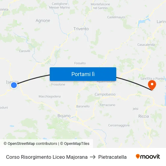 Corso Risorgimento Liceo Majorana to Pietracatella map