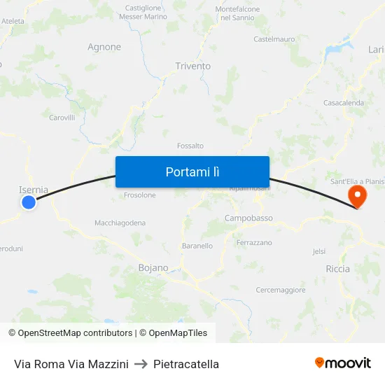 Via Roma Via Mazzini to Pietracatella map