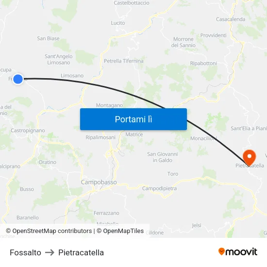 Fossalto to Pietracatella map
