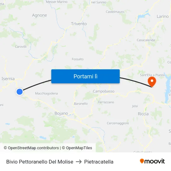 Bivio Pettoranello Del Molise to Pietracatella map