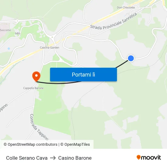 Colle Serano Cava to Casino Barone map
